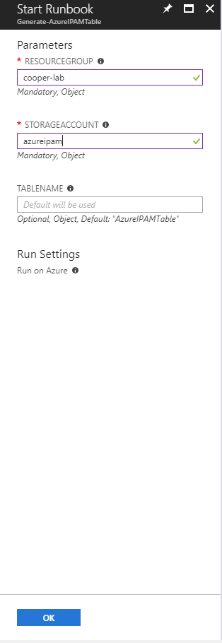 runbook params